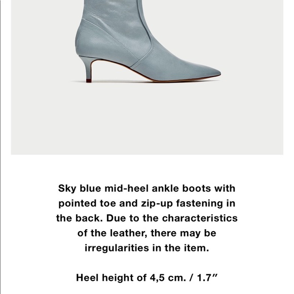 Sky blue mid heel leather ankle boots, NWT 37 - Picture 6 of 8